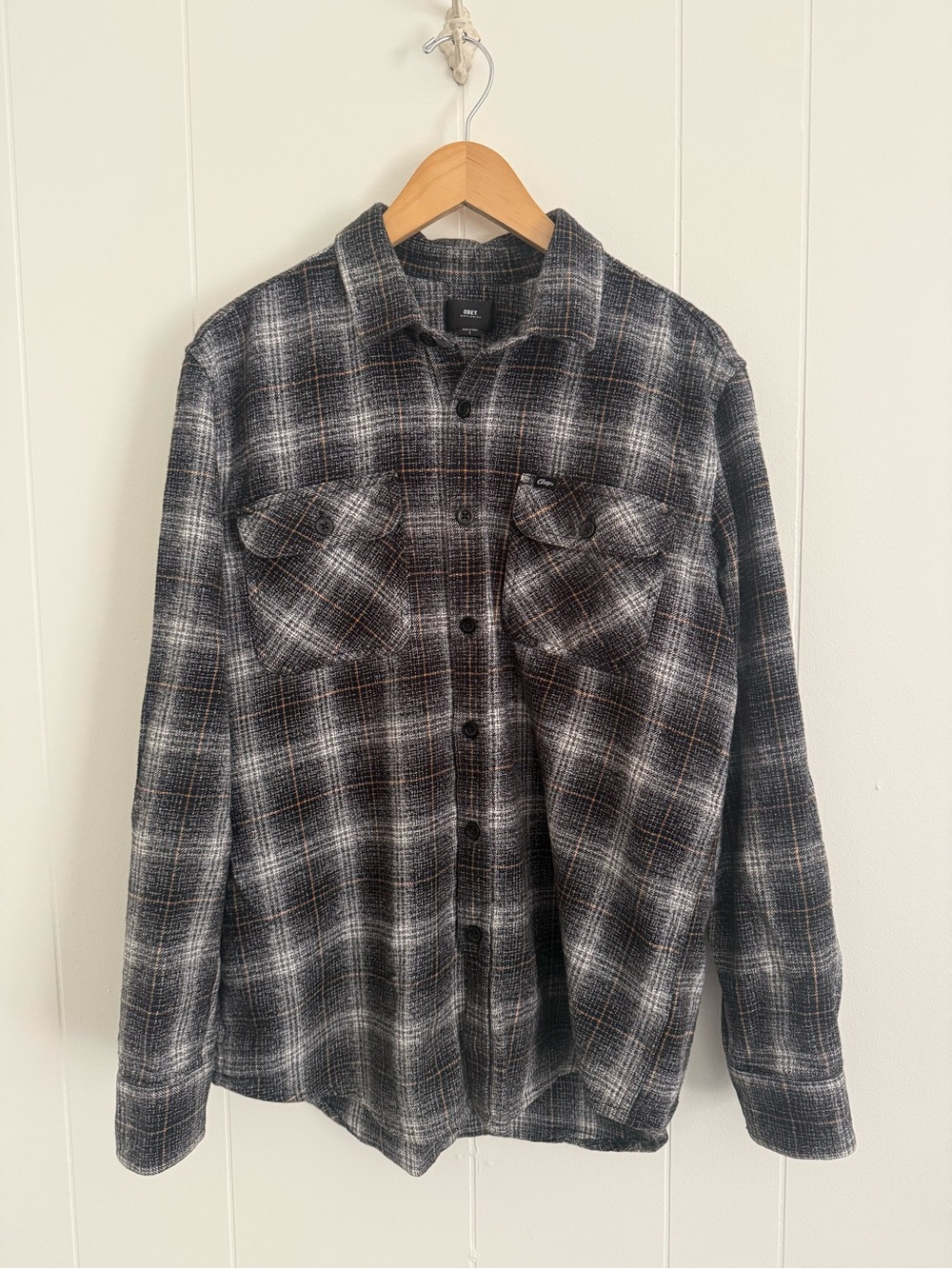 Obey Men's Black & Gray Plaid Button-Up Shirt